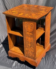 Inlaid Arts & Crafts Rotating Bookcase.  Attributed to Shapland & Pettter. UK